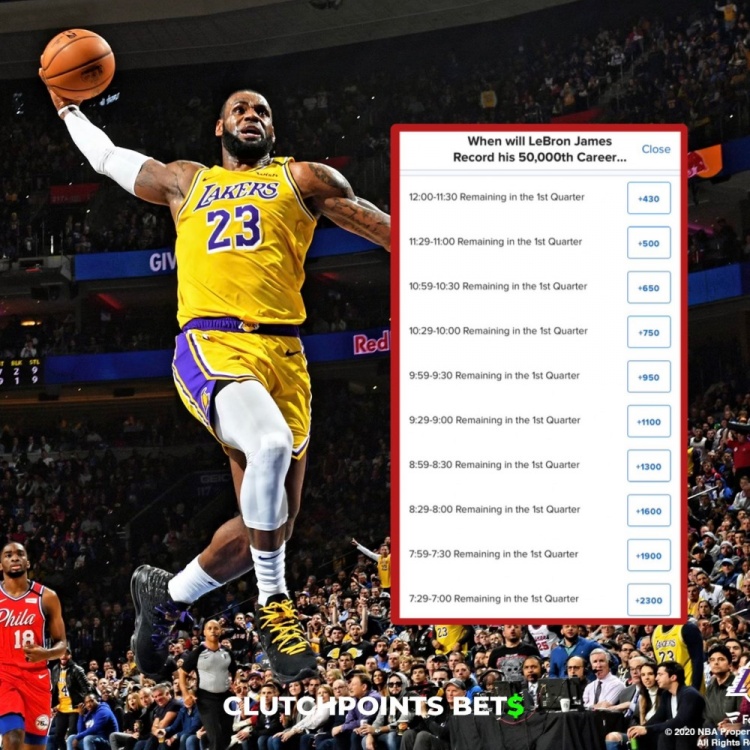 僅差1分！詹姆斯今日何時破五萬分賠率：開場30秒內(nèi)最被看好